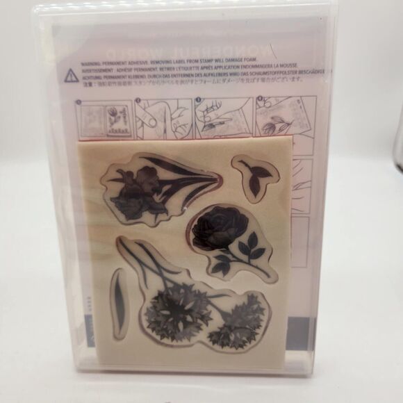 Stampin Up Wonderful World Cling Stamp Set Unmounted Flower Floral Botanical - Picture 2 of 4